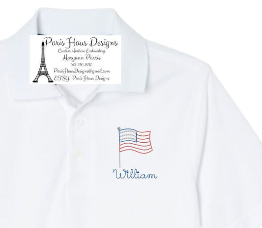 Boys Flag Monogram Polo Design