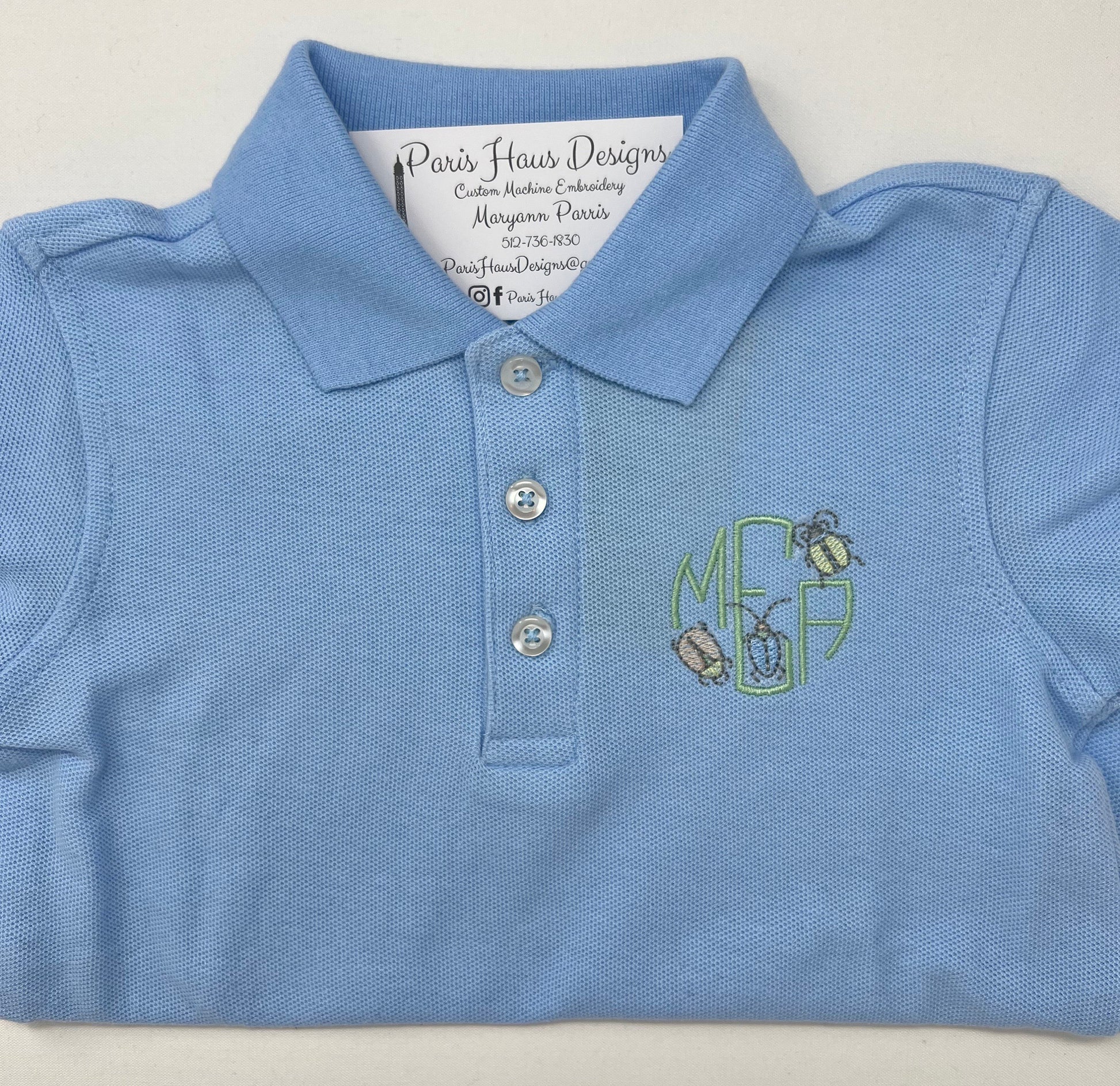 Boys Bug Monogram Polo Design