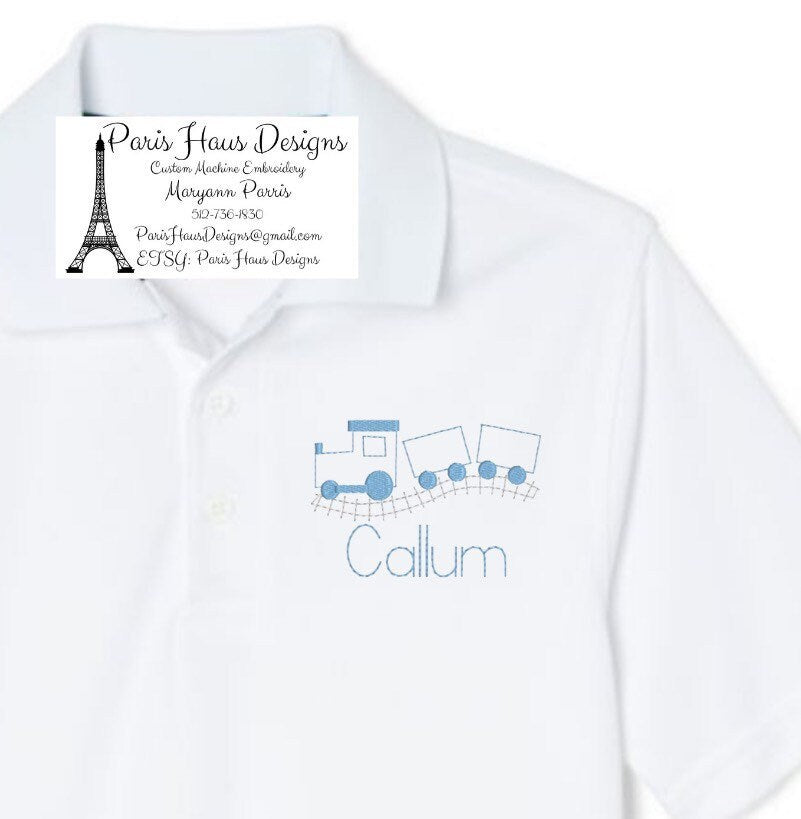 Boys Train Monogram Polo Design