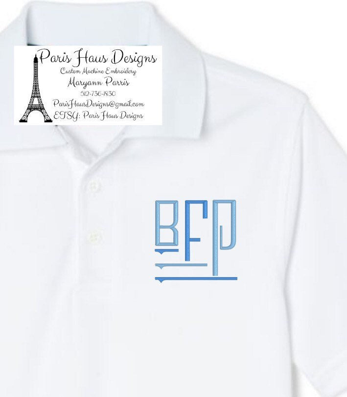 Boys Lined Monogram Polo Design