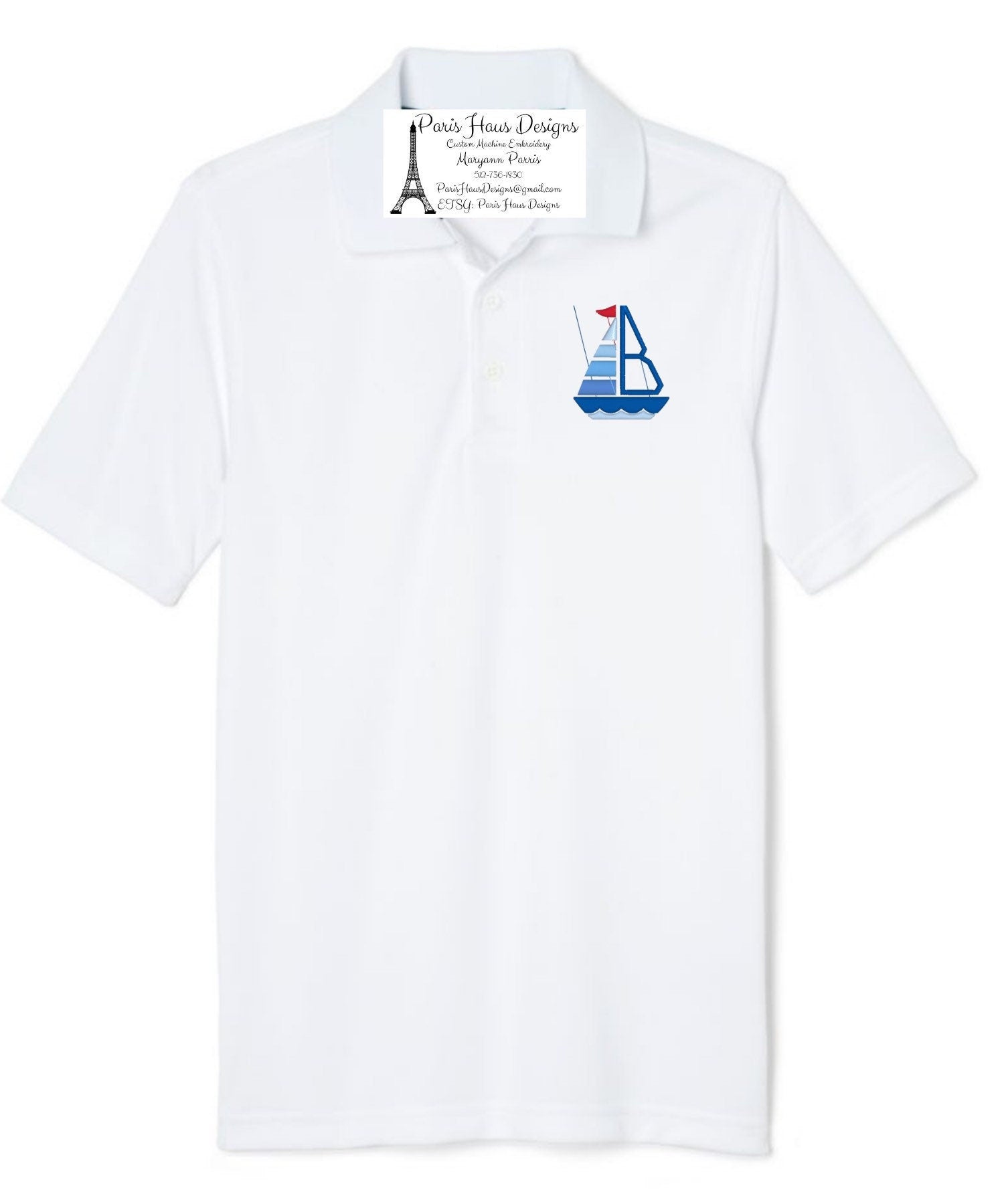 Boys Sailboat Monogram Polo Design