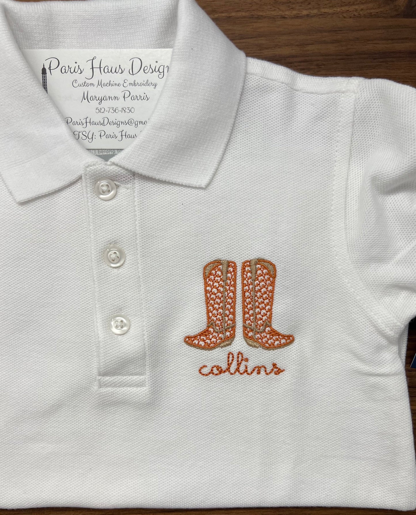 Boys Cowboy Boots Monogram Polo Design