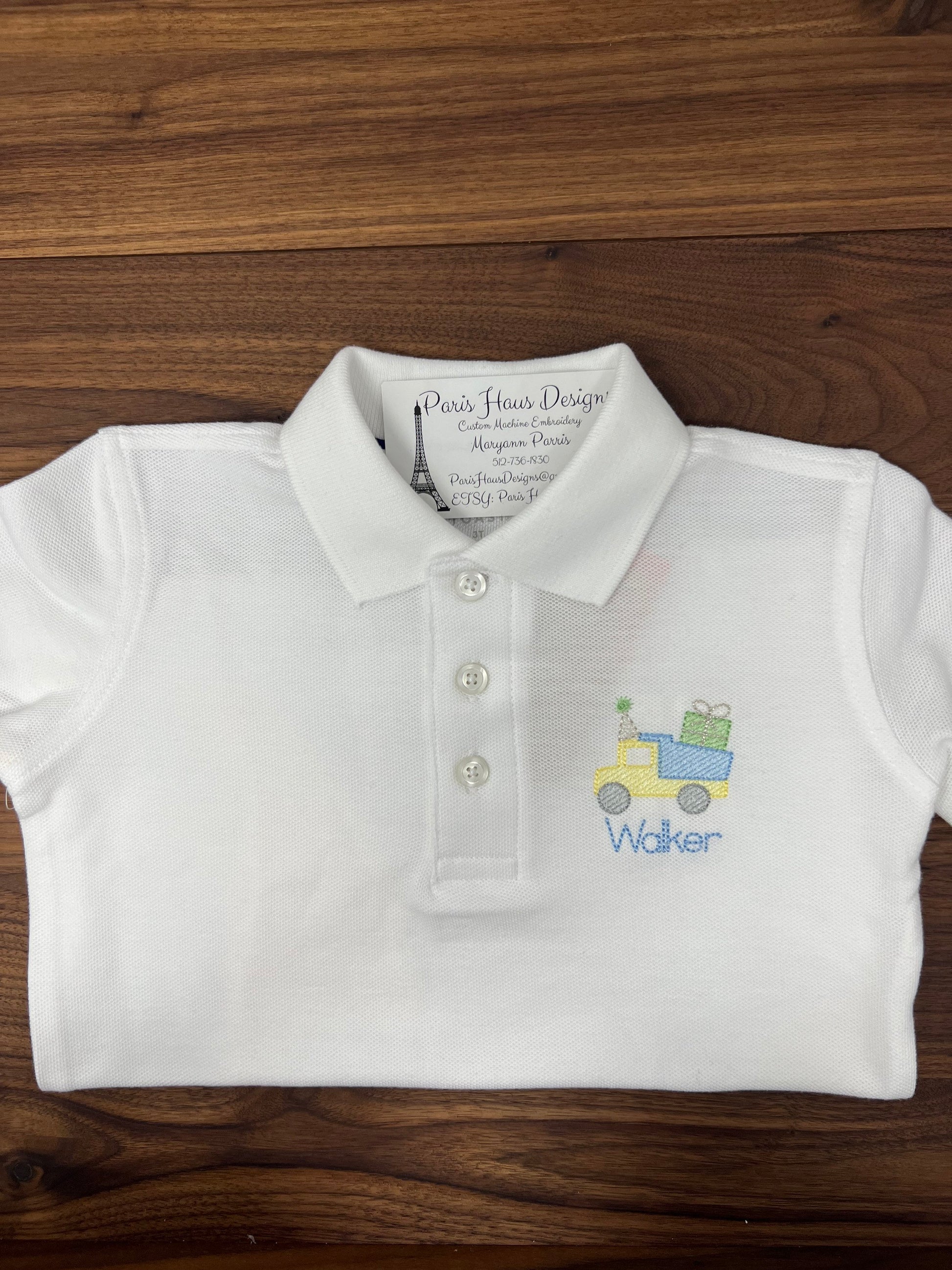 Boys Birthday Dump Truck Monogram Polo Design