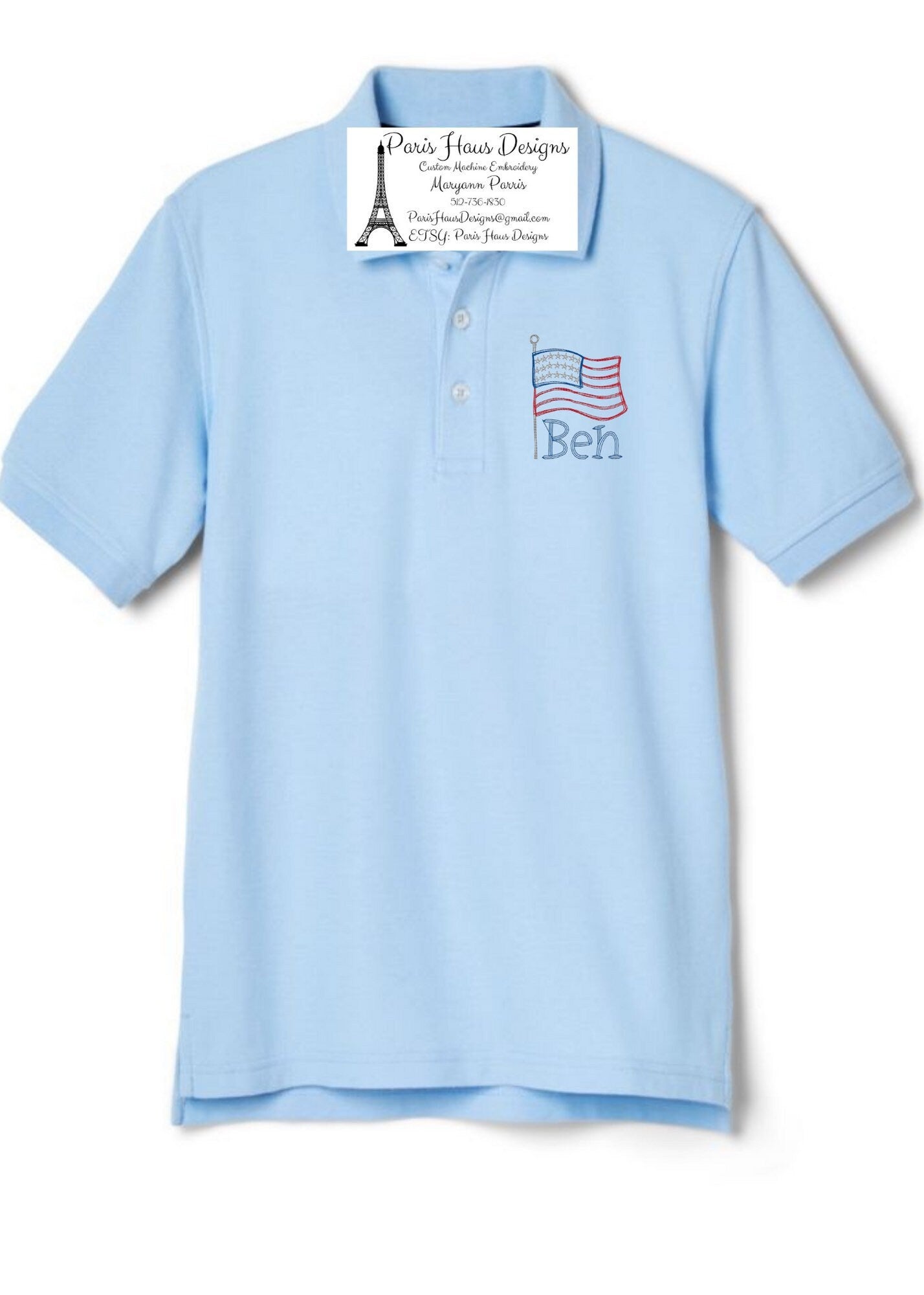 Boys Flag Monogram Polo Design