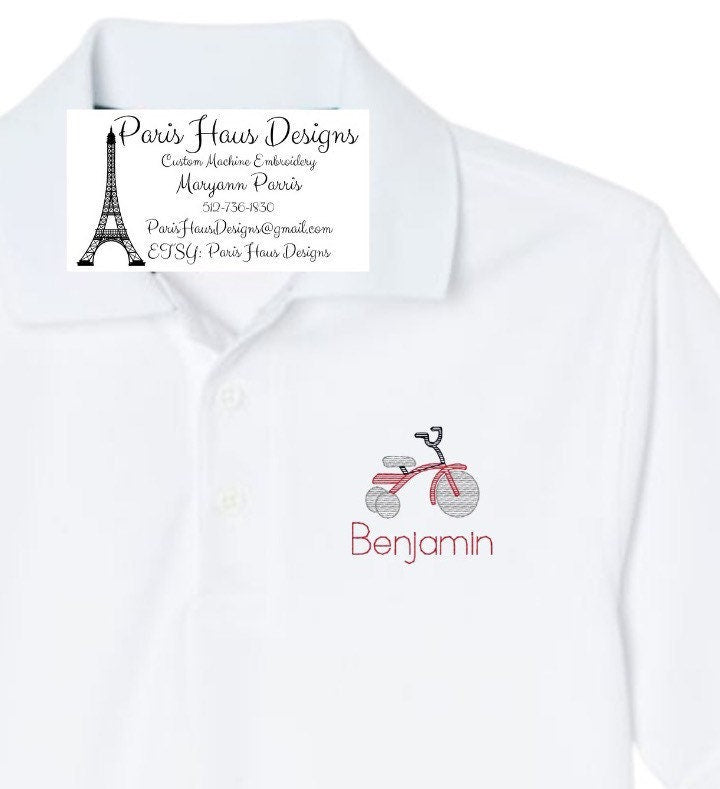 Boys Tricycle Monogram Polo Design