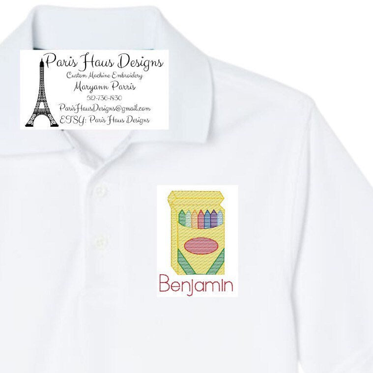 Boys Crayon Monogram Polo Design