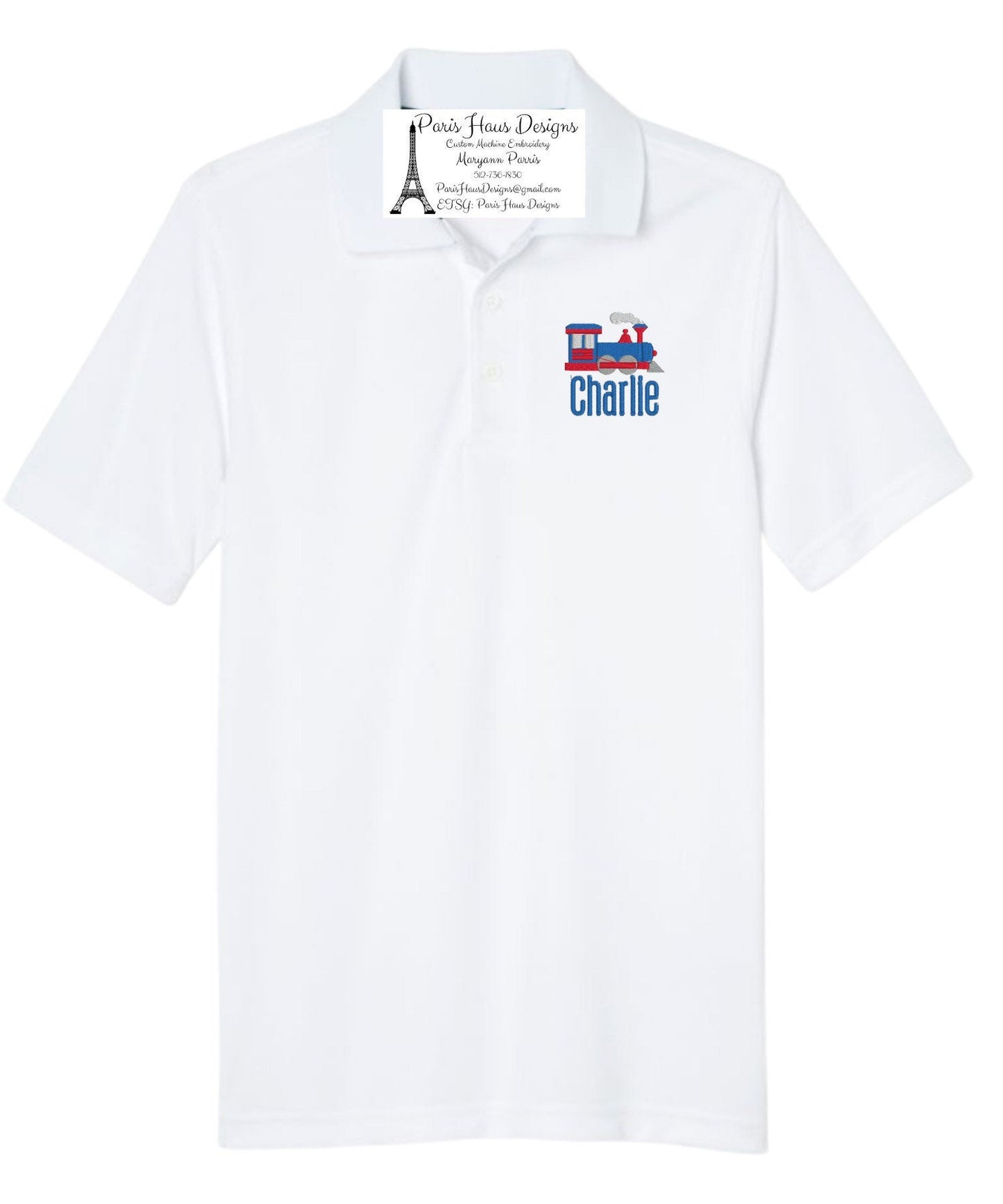 Boys Train Monogram Polo Design