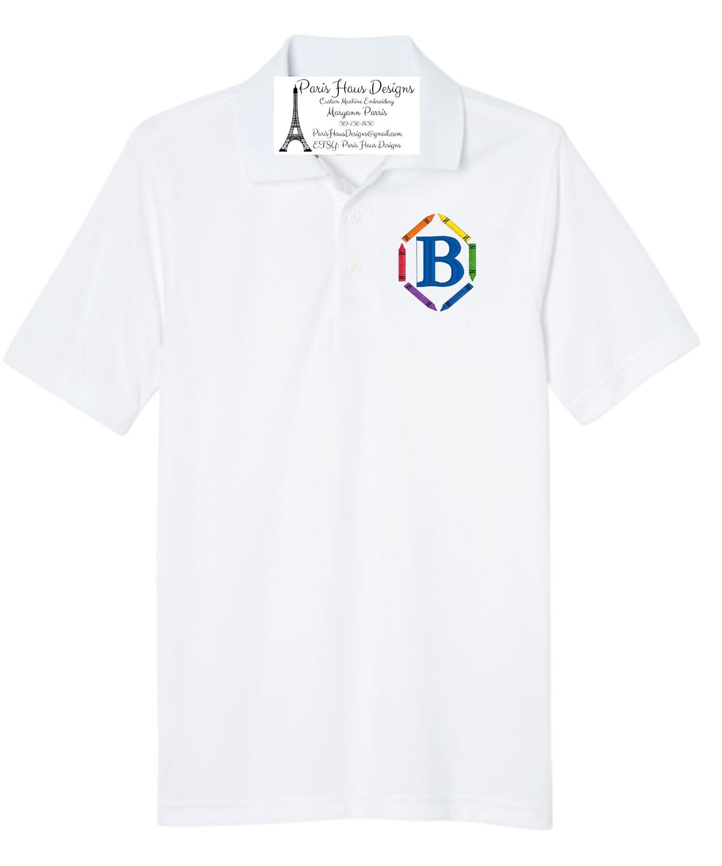 Boys Crayon Frame Monogram Polo Design