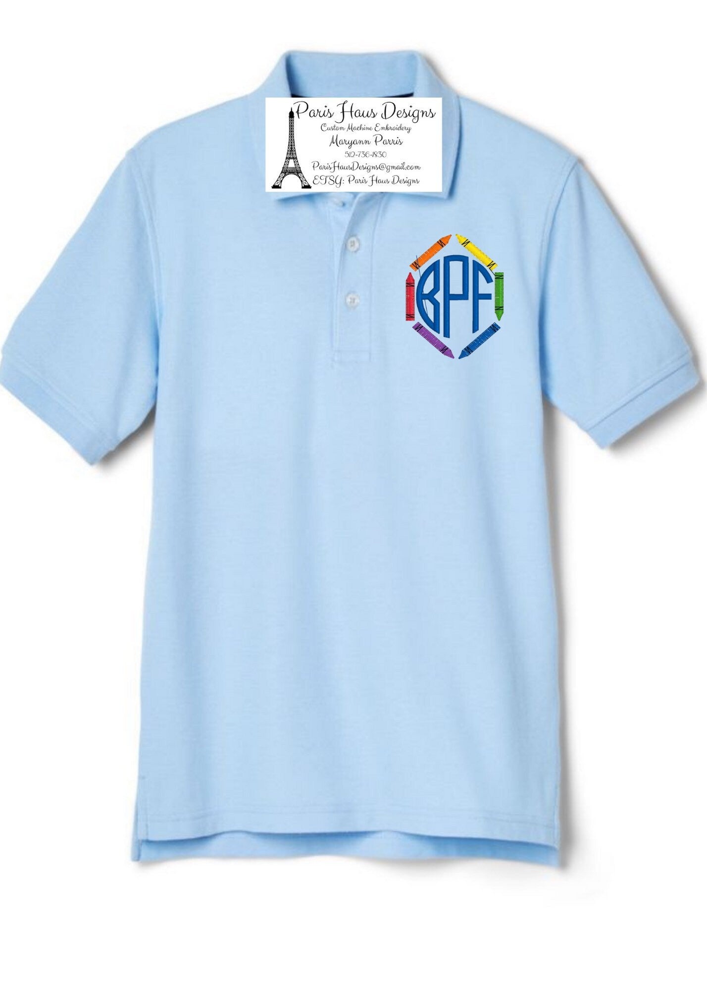 Boys Crayon Frame Monogram Polo Design