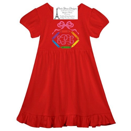 Girls Crayon Monogram Dress