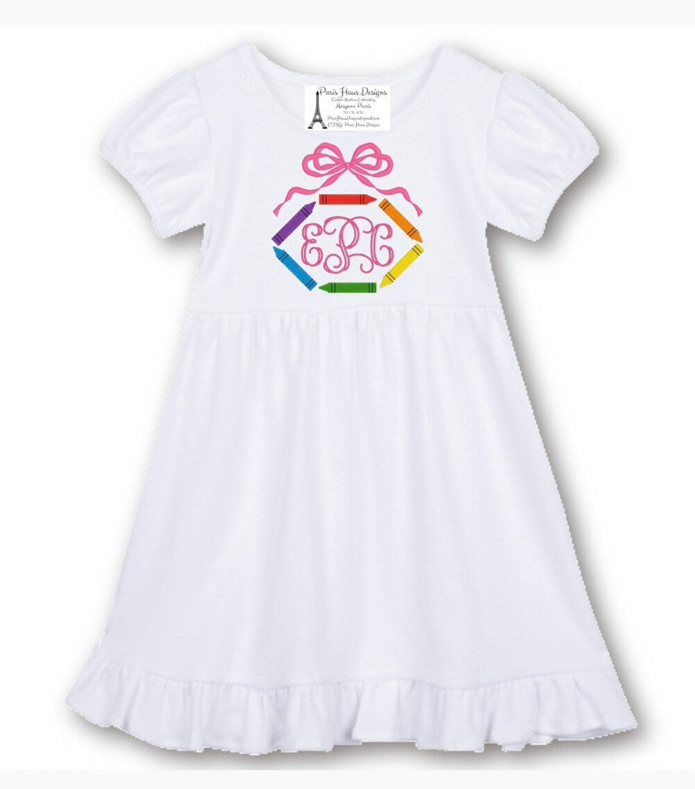 Girls Crayon Monogram Dress