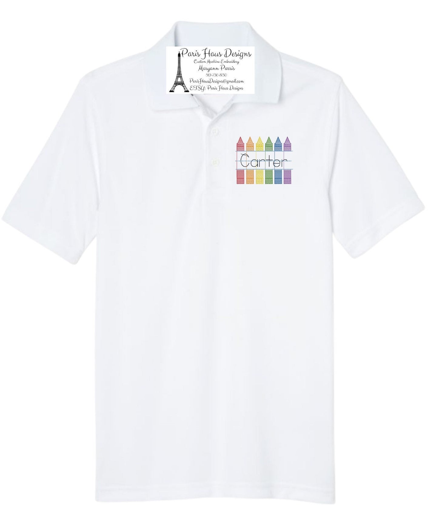 Boys Crayon Monogram Polo Design