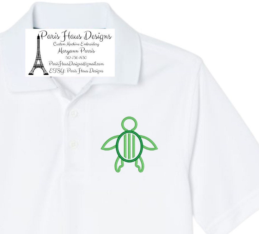 Boys Turtle Monogram Polo Design