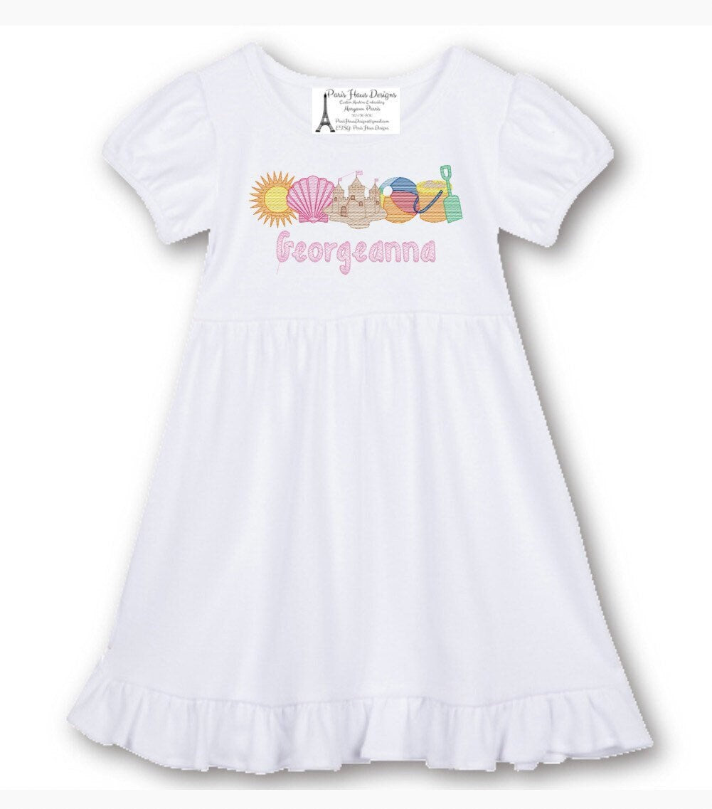 Girls Beach Monogram Dress
