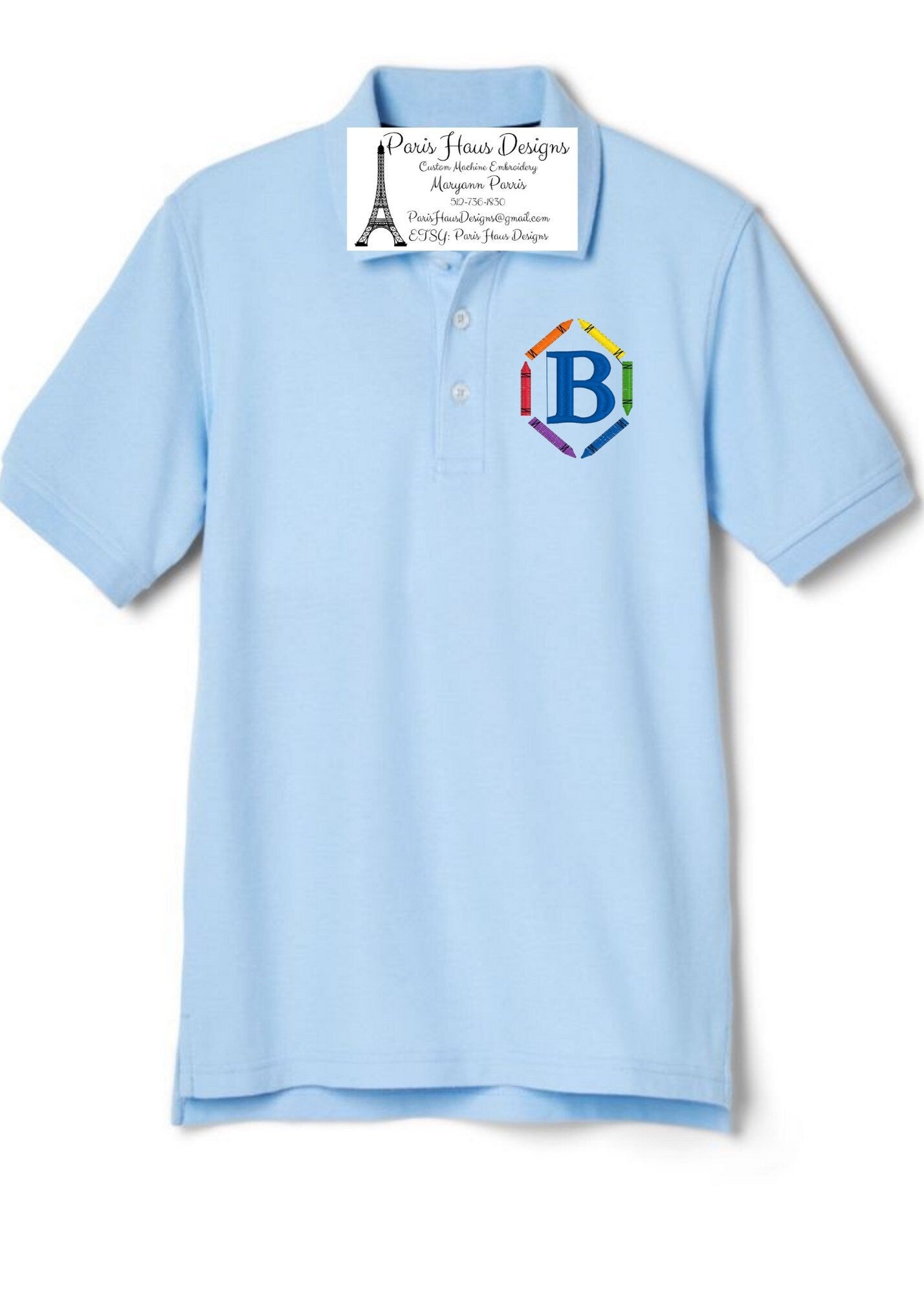 Boys Crayon Frame Monogram Polo Design