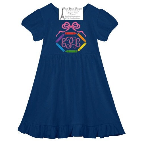 Girls Crayon Monogram Dress