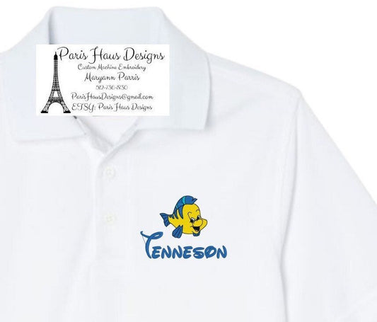 Boys Fish Monogram Polo Design