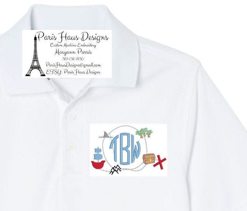 Boys Pirate Monogram Polo Design