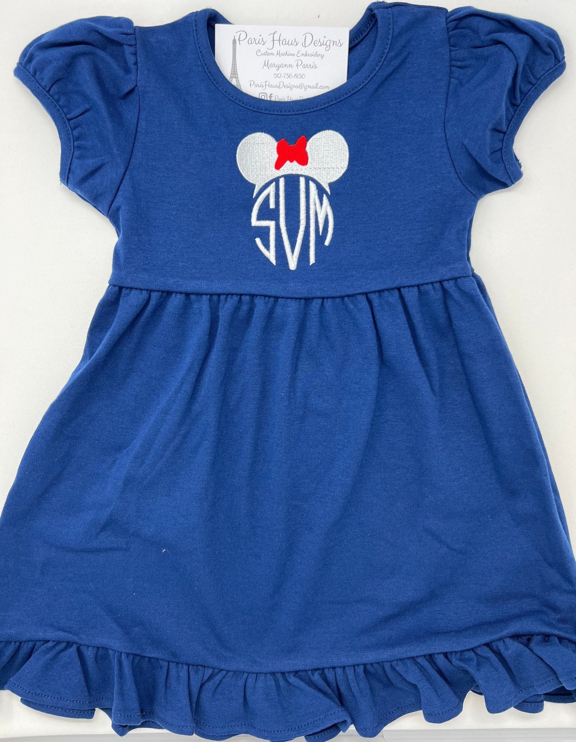 Girls Mouse Ears Monogram Dress