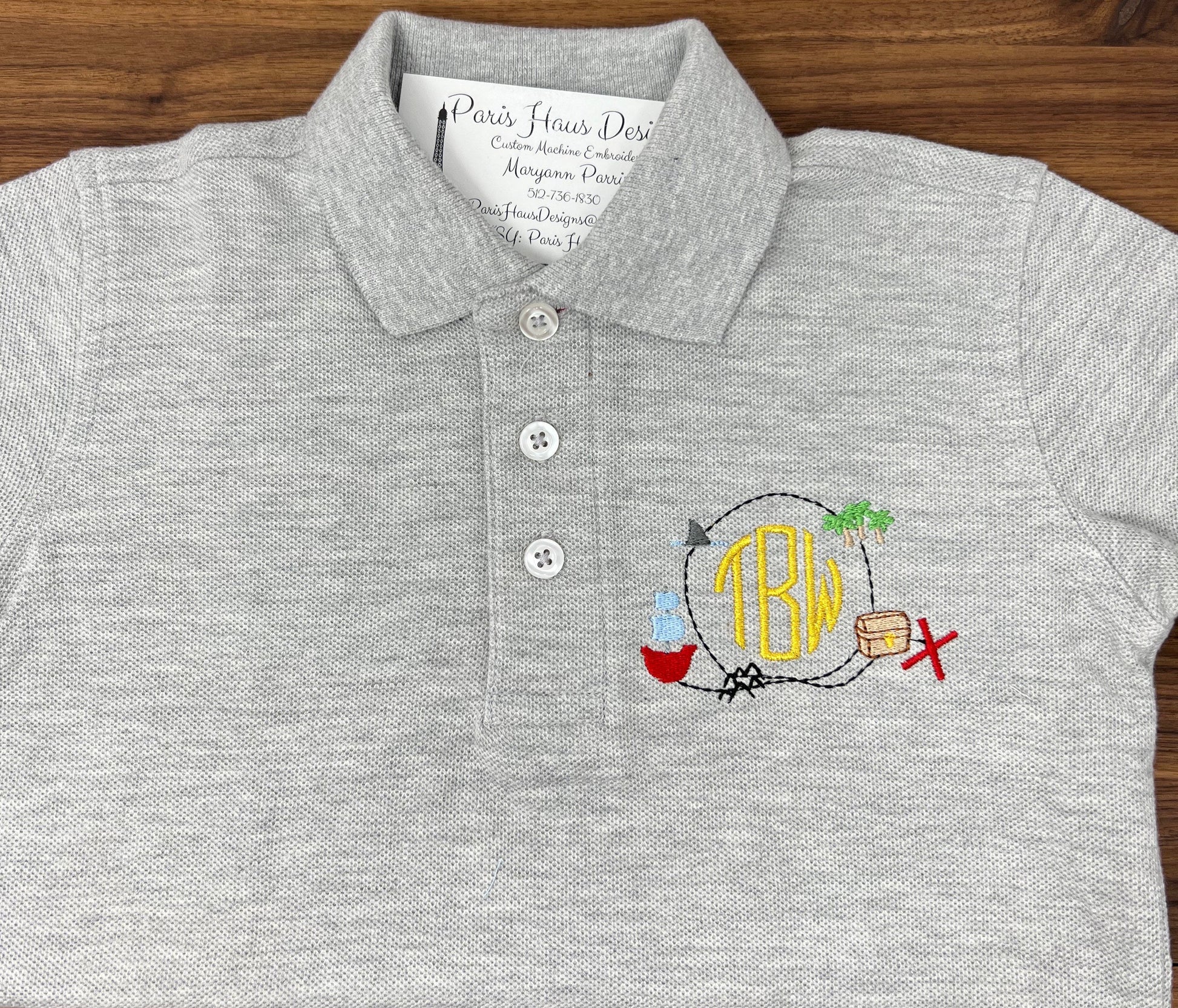 Boys Pirate Monogram Polo Design