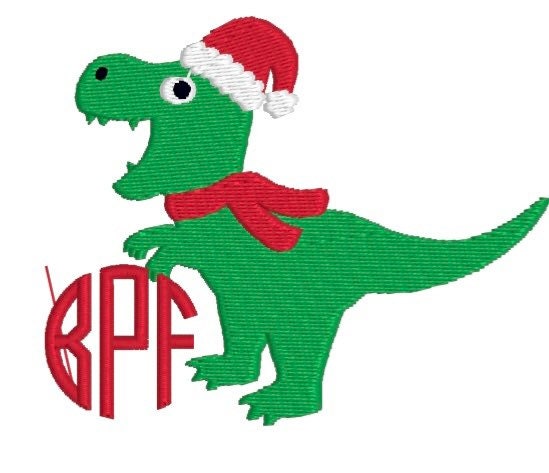 Boys Christmas Dinosaur Monogram Polo Design