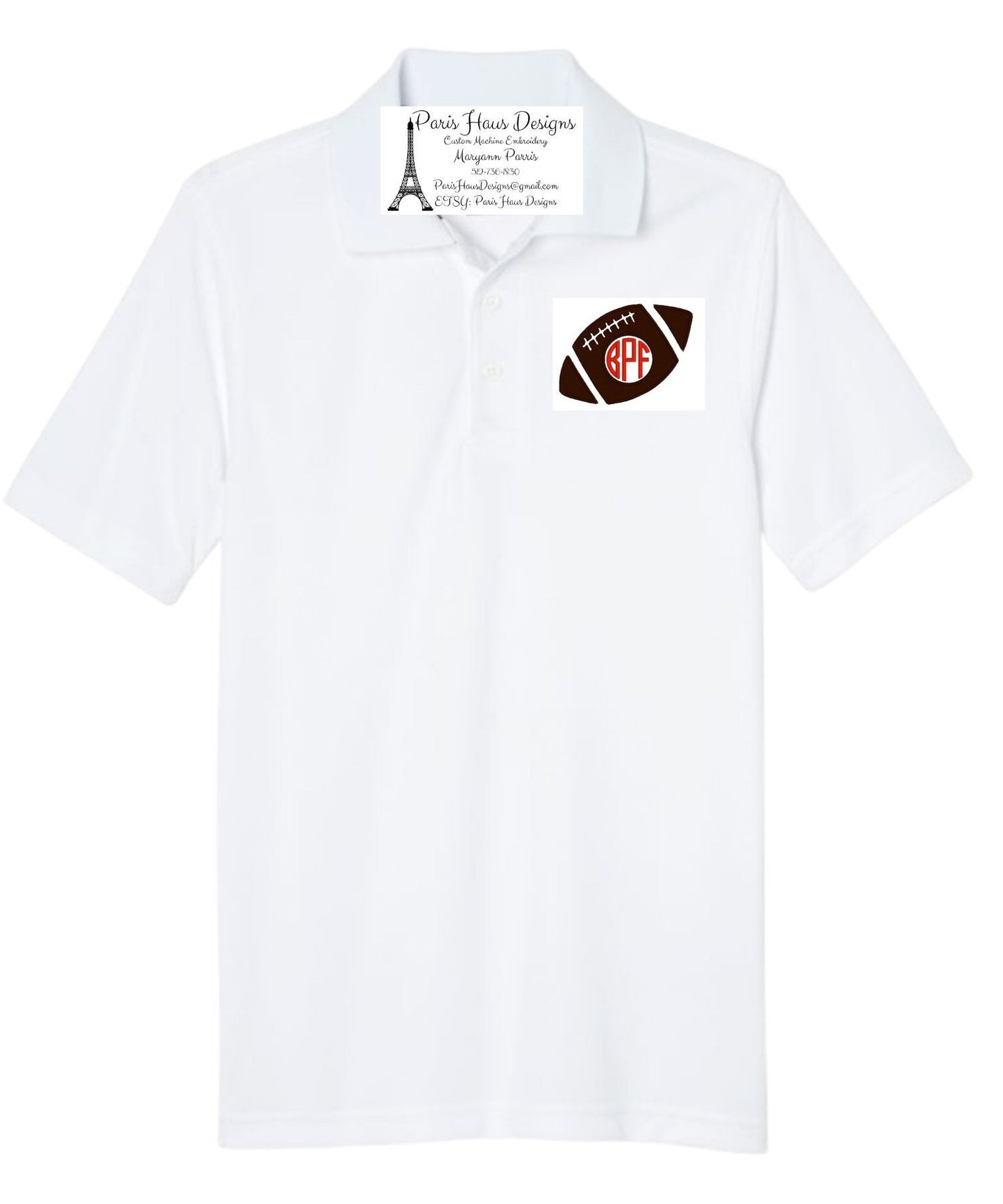 Boys Football Monogram Polo Design