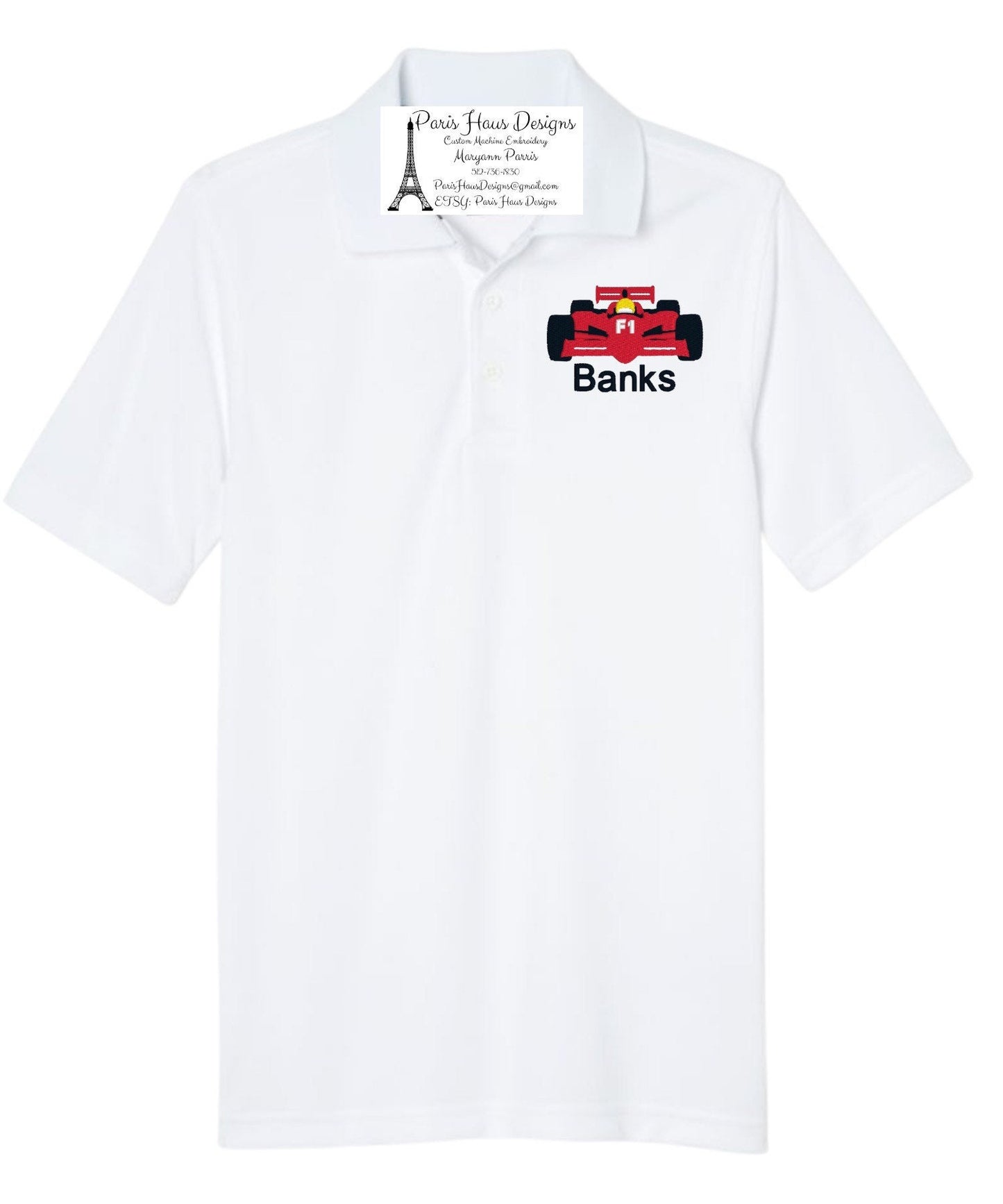 Boys Race Car Monogram Polo Design