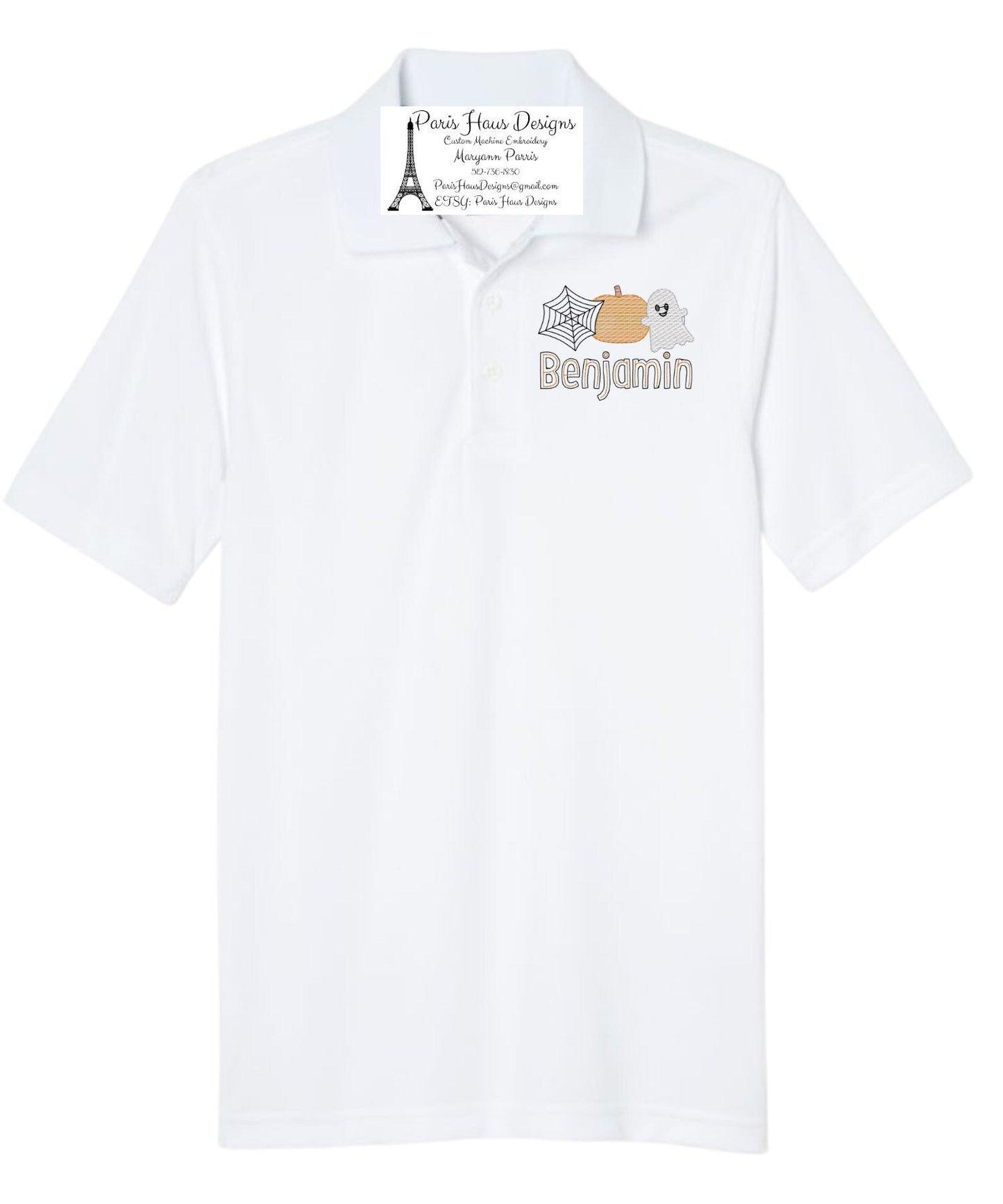 Boys Halloween Monogram Polo Design