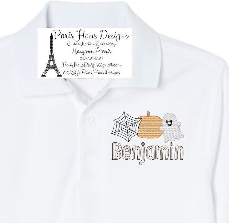 Boys Halloween Monogram Polo Design