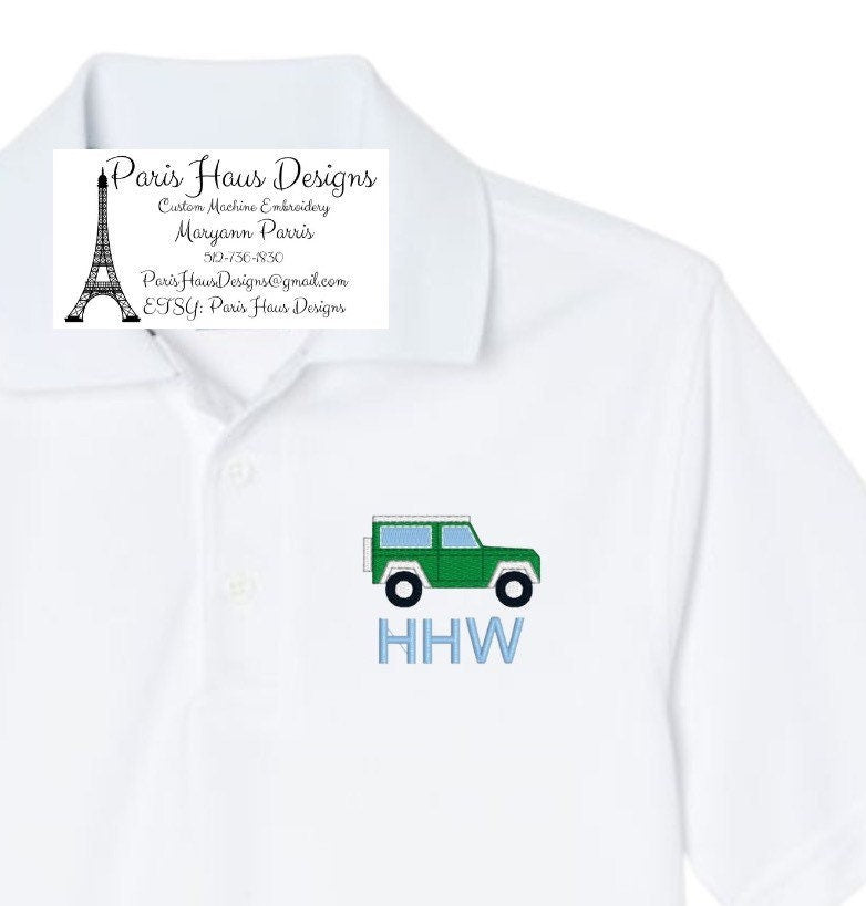 Boys Jeep Monogram Polo Design