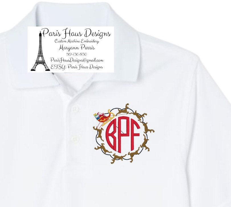 Boys Santa’s Sleigh Monogram Polo Design