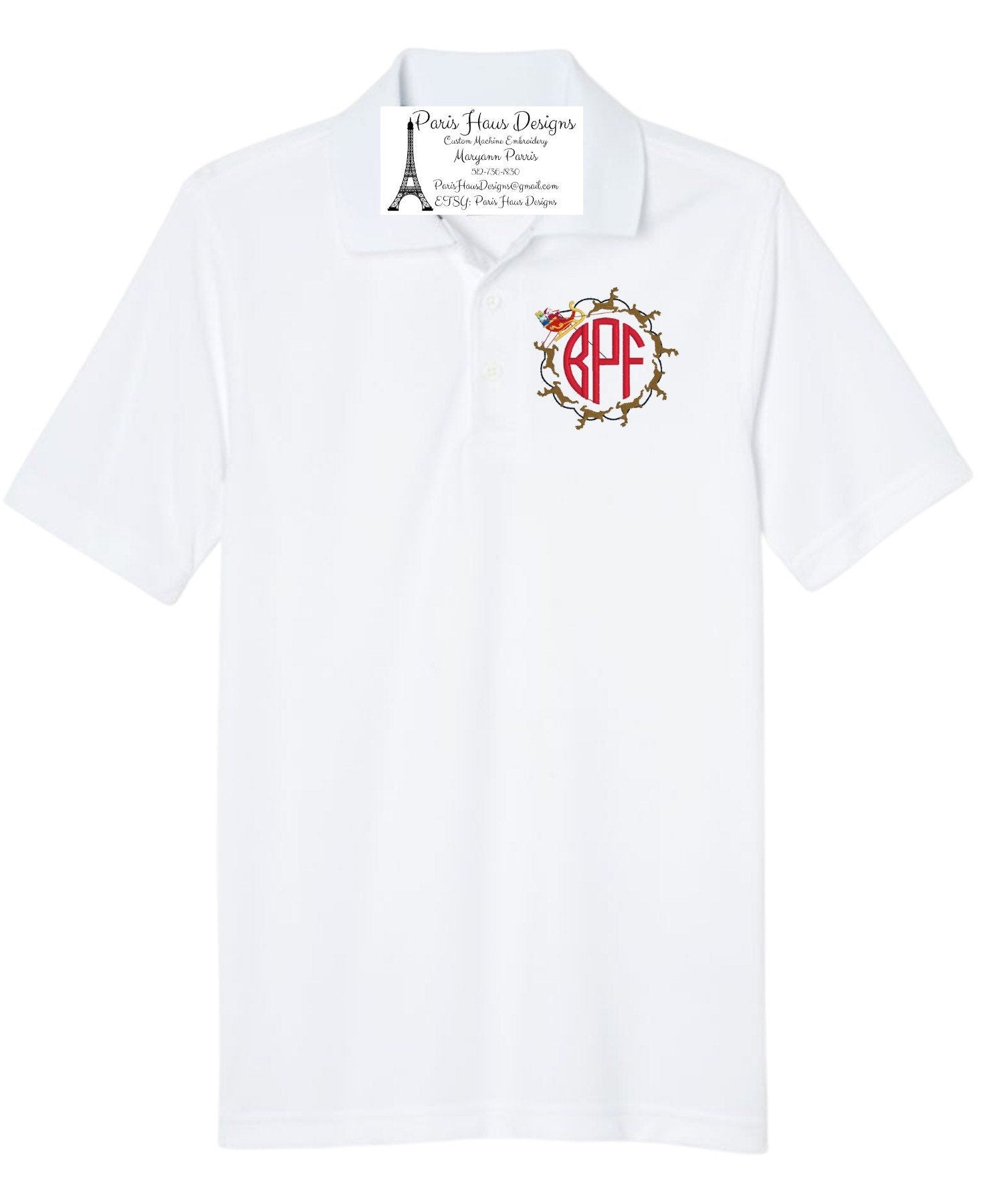 Boys Santa’s Sleigh Monogram Polo Design