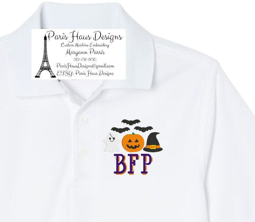 Boys Halloween Monogram Polo Design