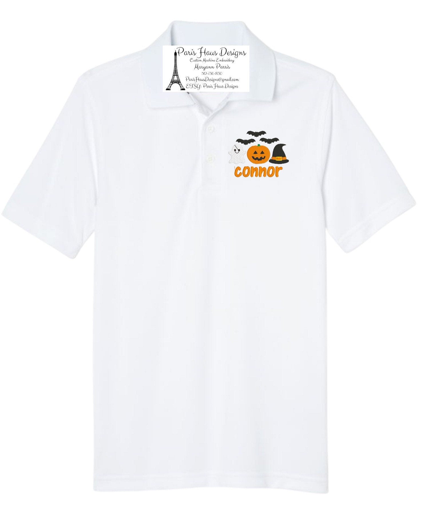 Boys Halloween Monogram Polo Design