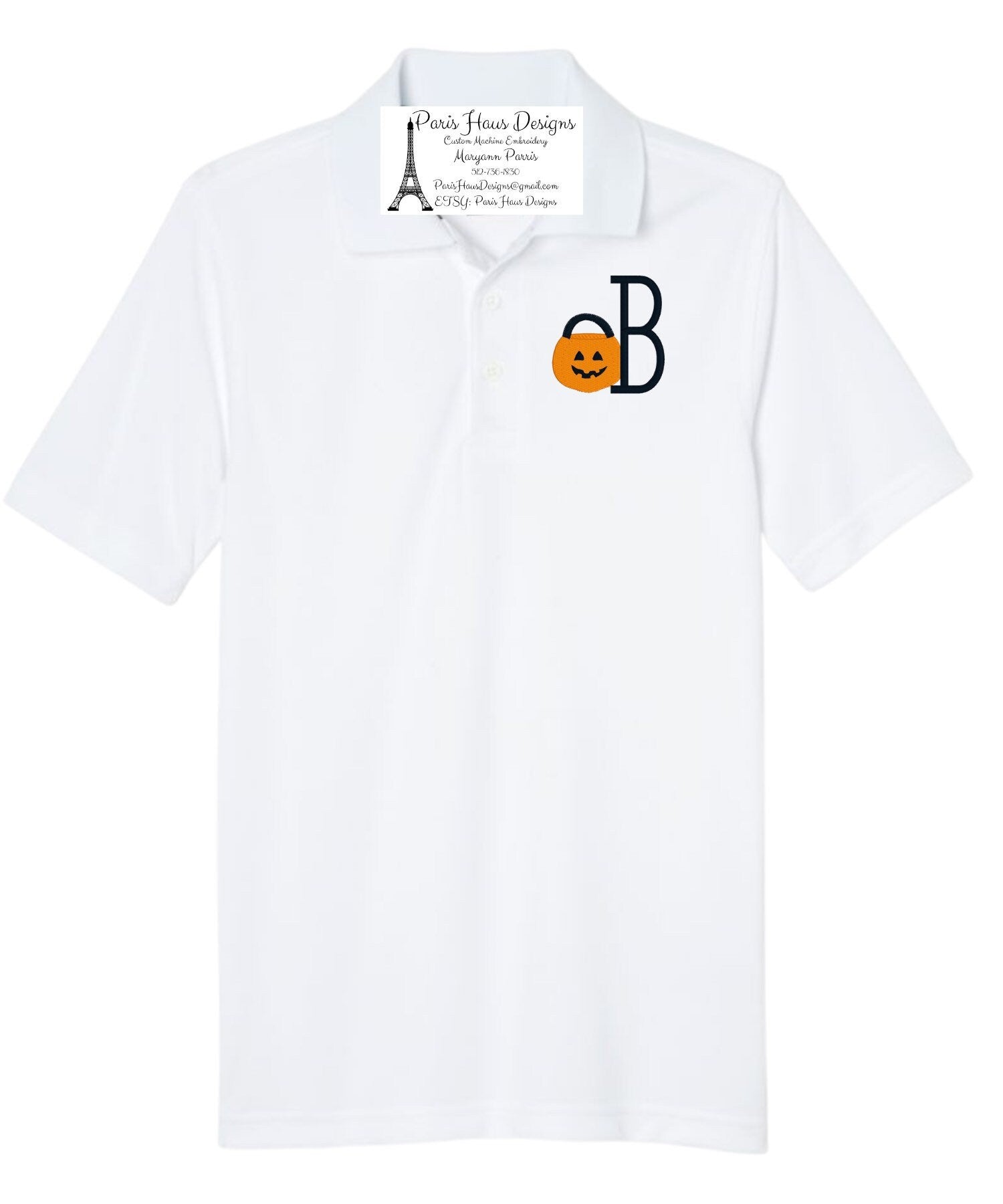 Boys Halloween Monogram Polo Design