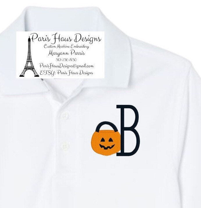 Boys Halloween Monogram Polo Design