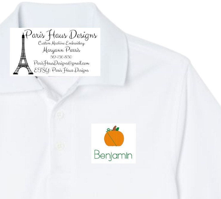 Boys Pumpkin Monogram Polo Design