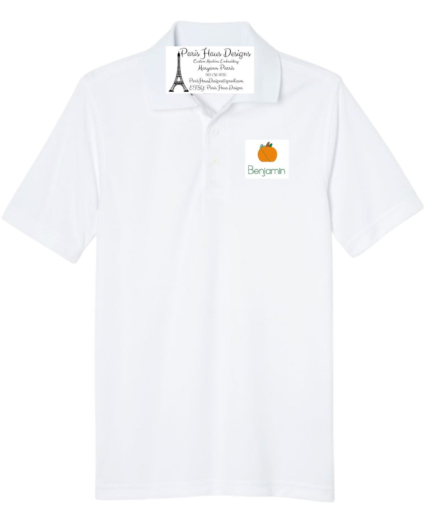 Boys Pumpkin Monogram Polo Design