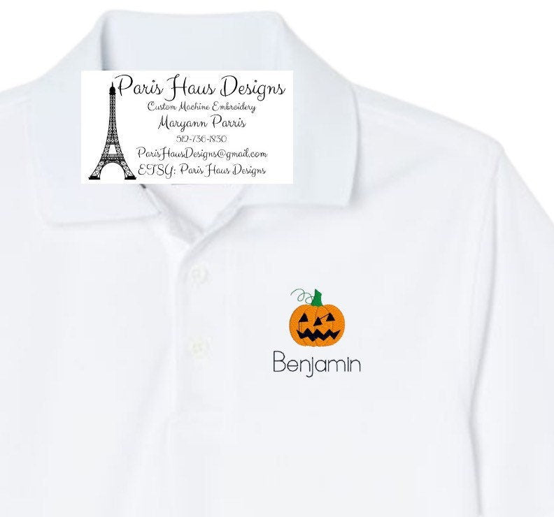 Boys Pumpkin Monogram Polo Design