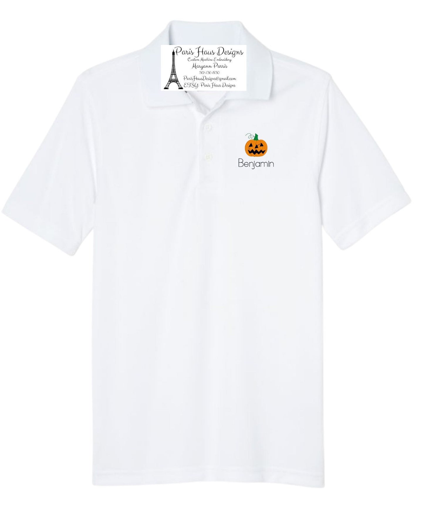 Boys Pumpkin Monogram Polo Design