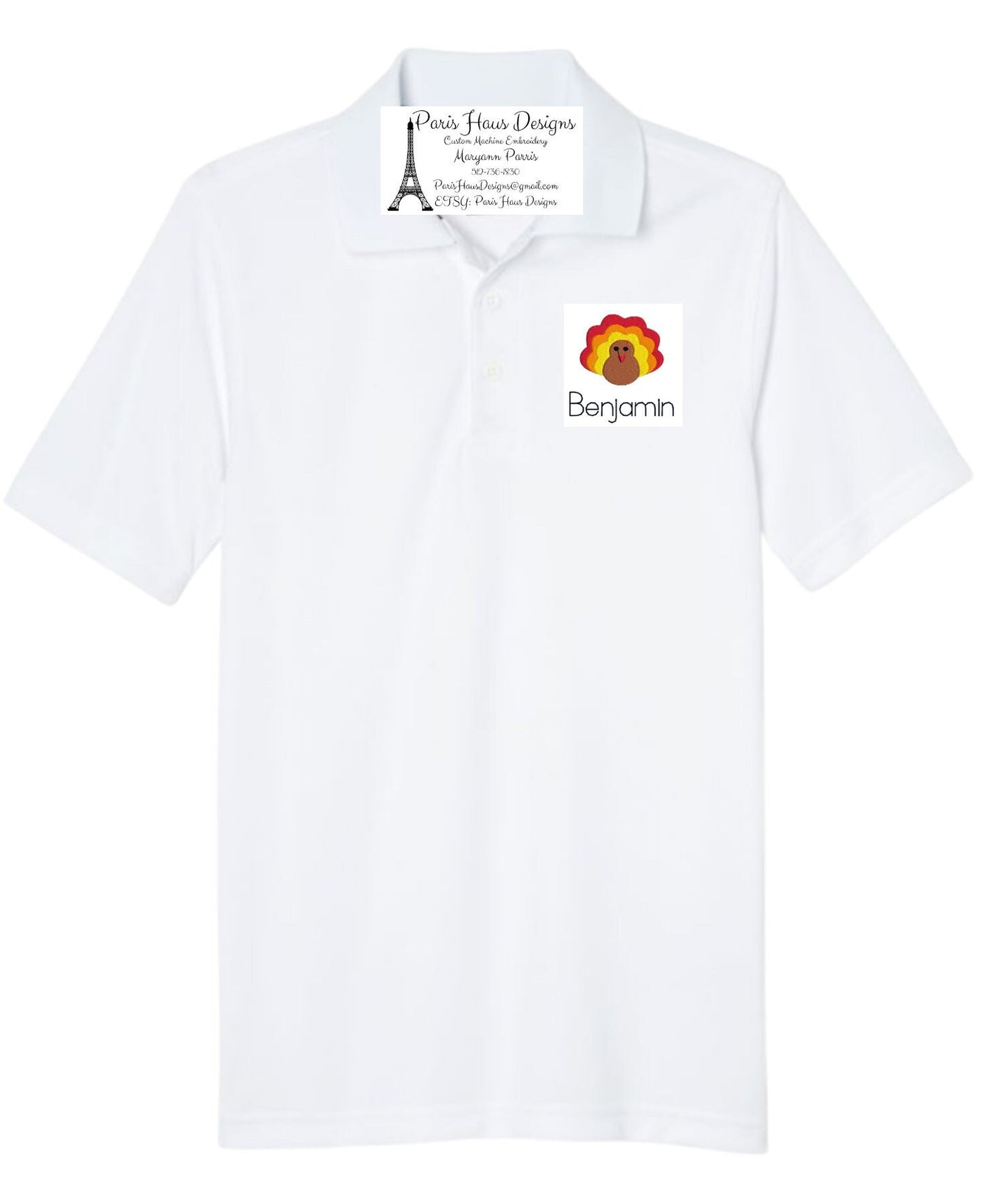 Boys Turkey Monogram Polo Design