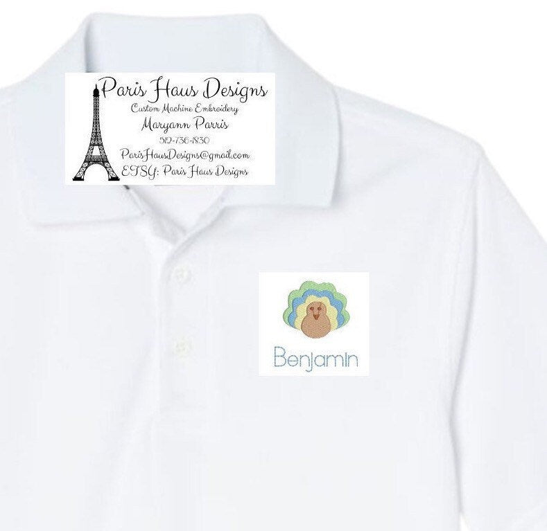 Boys Turkey Monogram Polo Design