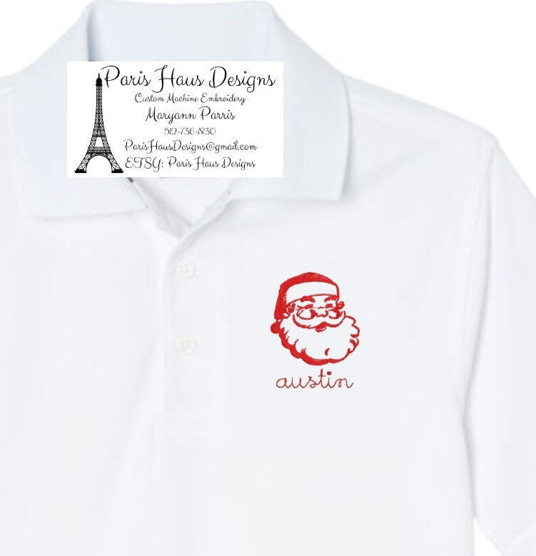 Boys Santa Monogram Polo Design