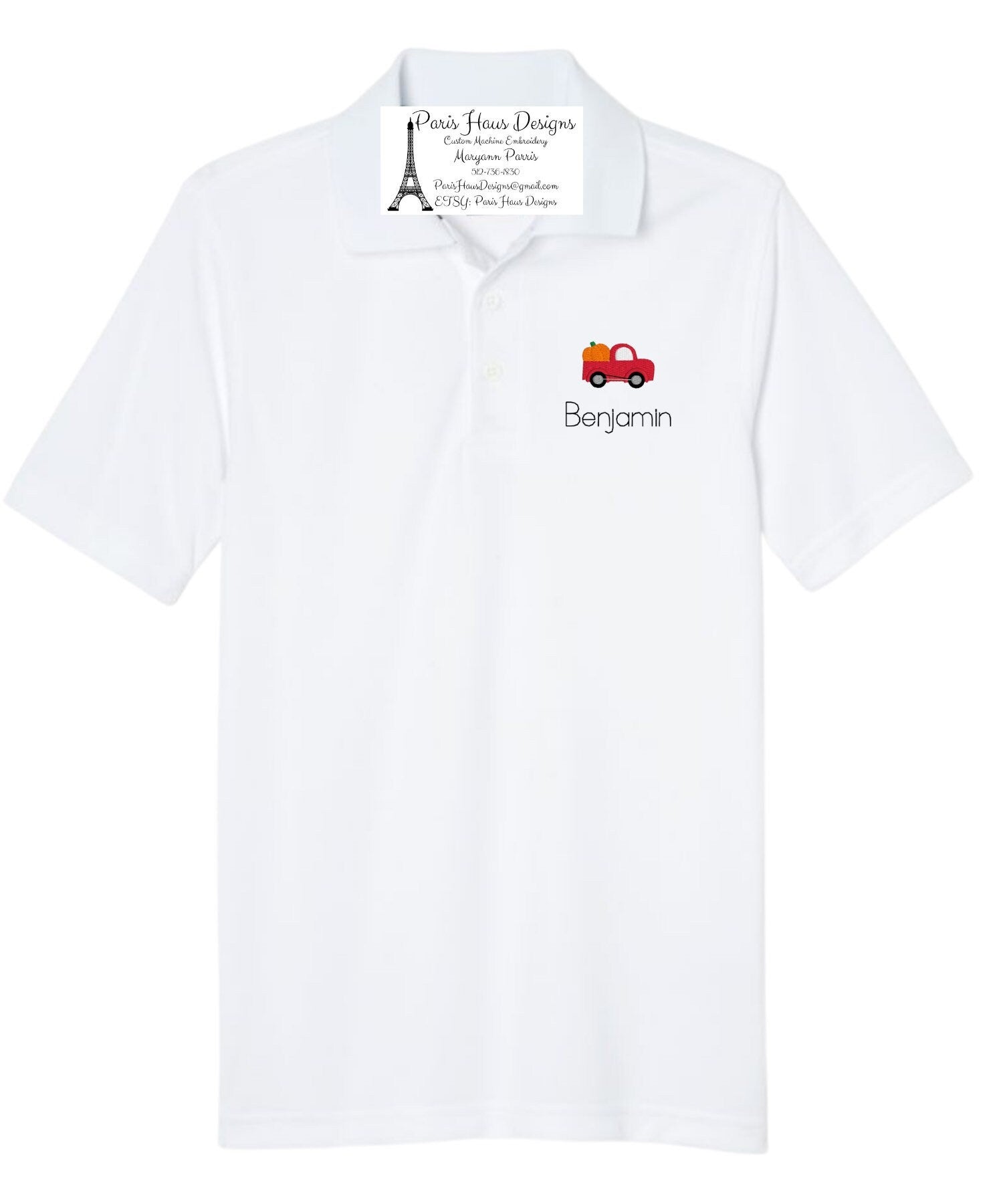 Boys Pumpkin Monogram Polo Design