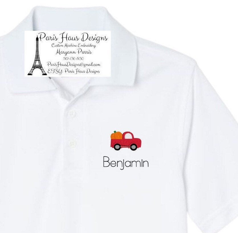 Boys Pumpkin Monogram Polo Design