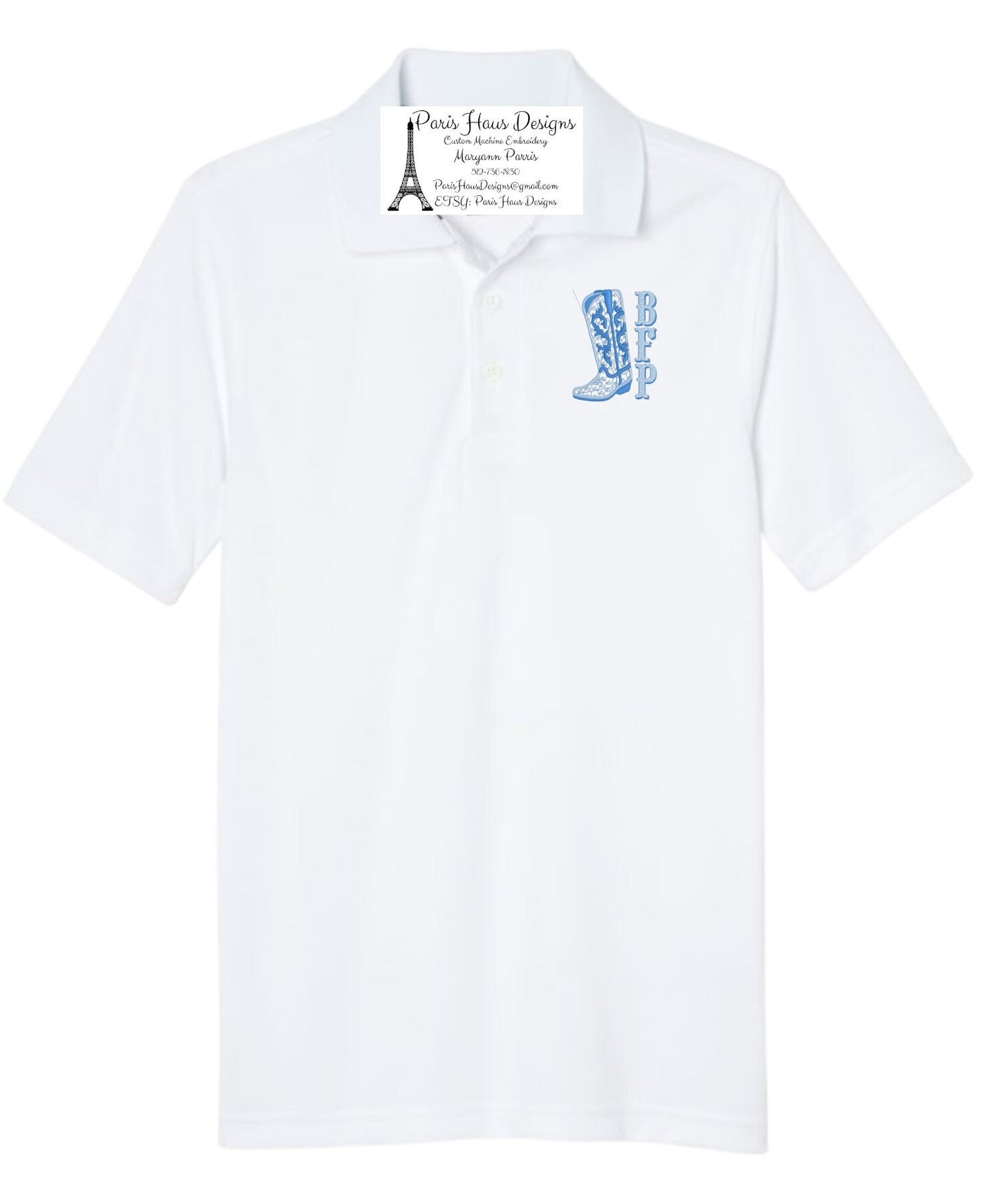 Boys Cowboy Boot Monogram Polo Design