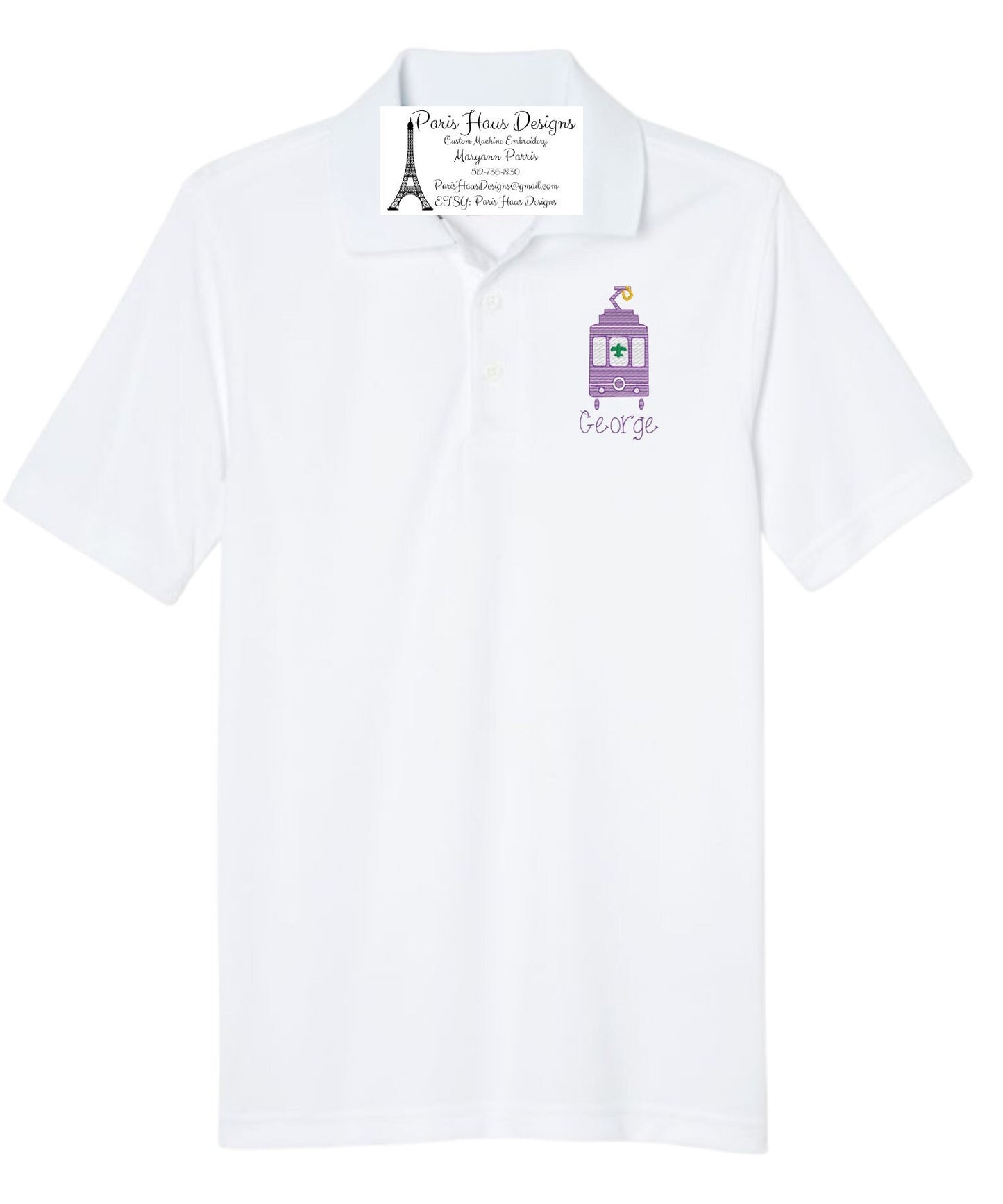Boys Mardi Gras Monogram Polo Design