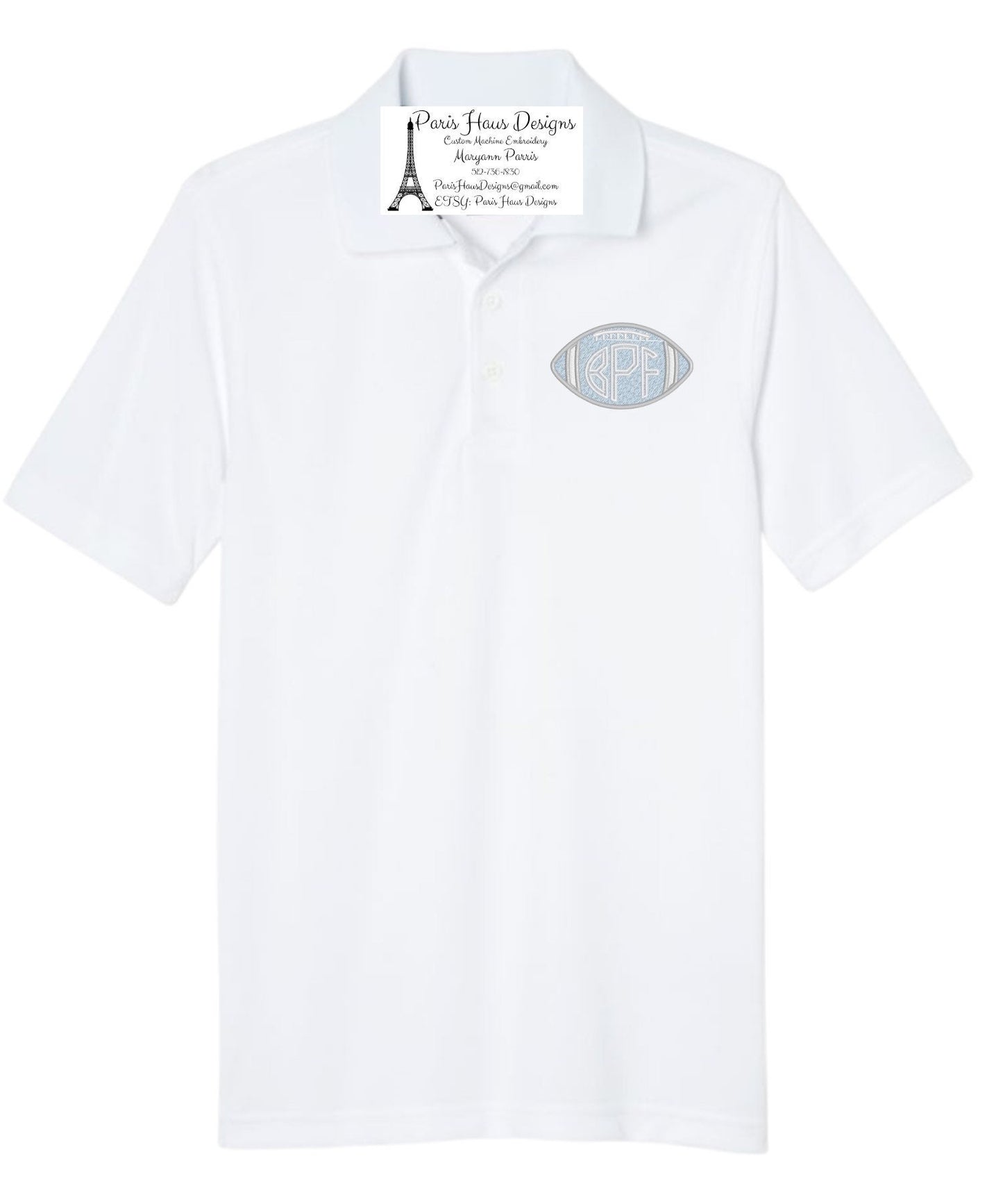 Boys Football Monogram Polo Design