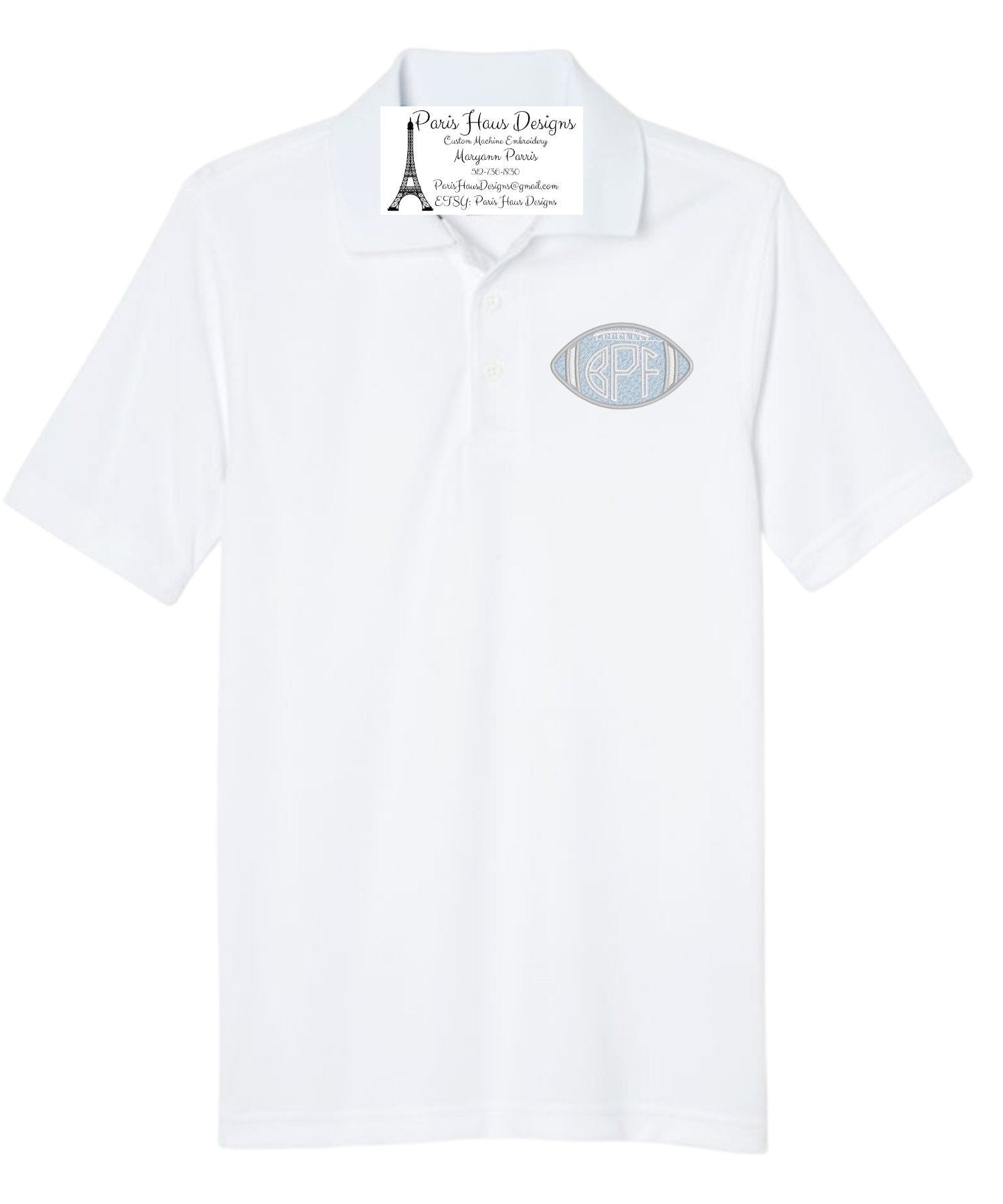 Boys Football Monogram Polo Design