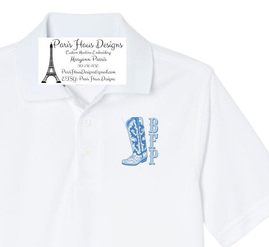 Boys Cowboy Boot Monogram Polo Design